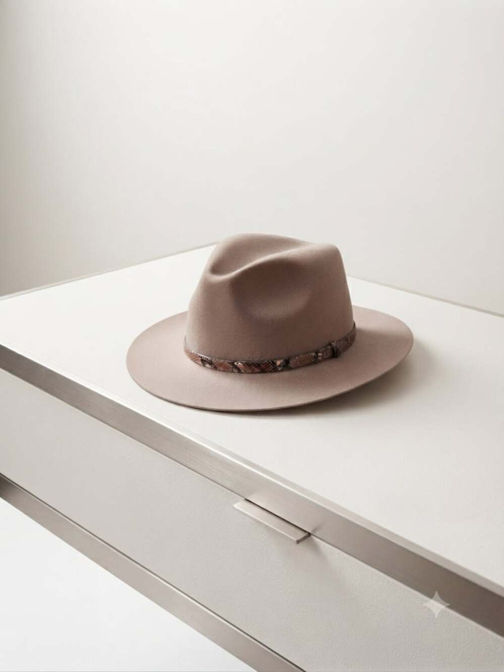 Designer Collection Wool Fedora Hat with Snake Print Band